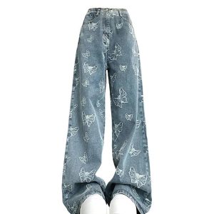 Fall Butterfly Dream Wide-Leg Jeans: Perfect for Casual Outfits