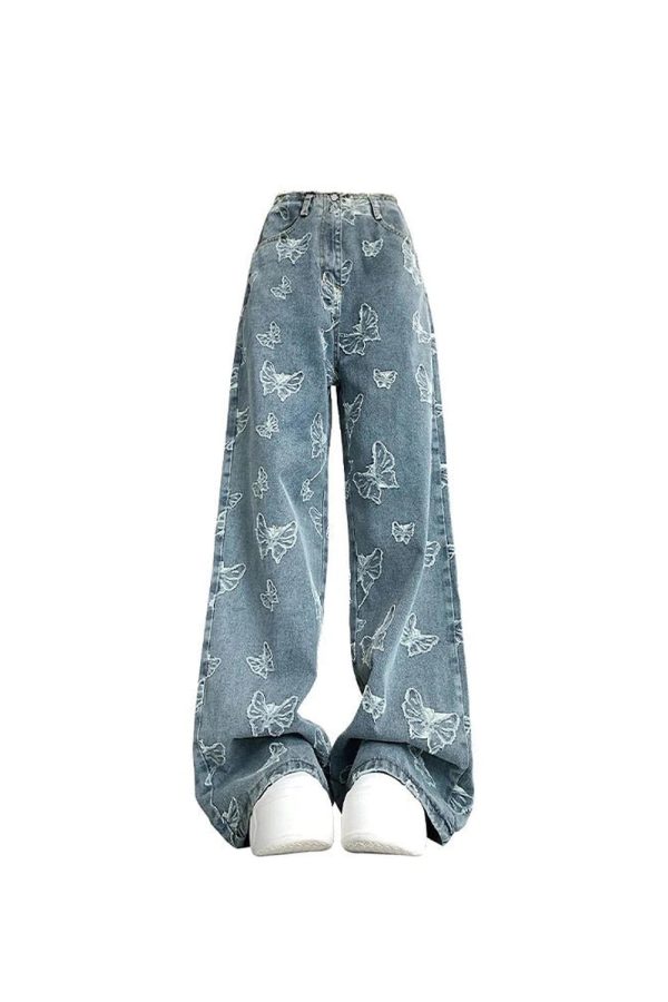 Fall Butterfly Dream Wide-Leg Jeans: Perfect for Casual Outfits