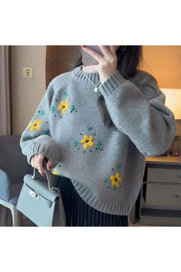 Fall Daisy Daydream Knit Sweater: Perfect for Casual Outfits & Layering