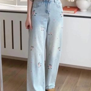 Fall Floral Dream Wide-Leg Jeans - Cute 2000s Outfits & Y2K Fashion