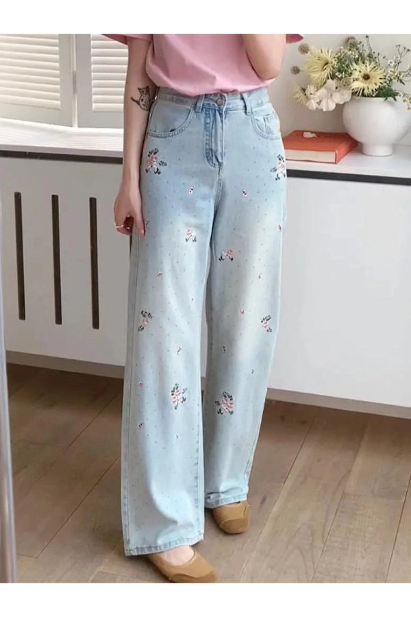 Fall Floral Dream Wide-Leg Jeans - Cute 2000s Outfits & Y2K Fashion