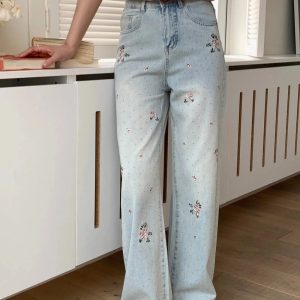 Fall Floral Dream Wide-Leg Jeans - Cute 2000s Outfits & Y2K Fashion