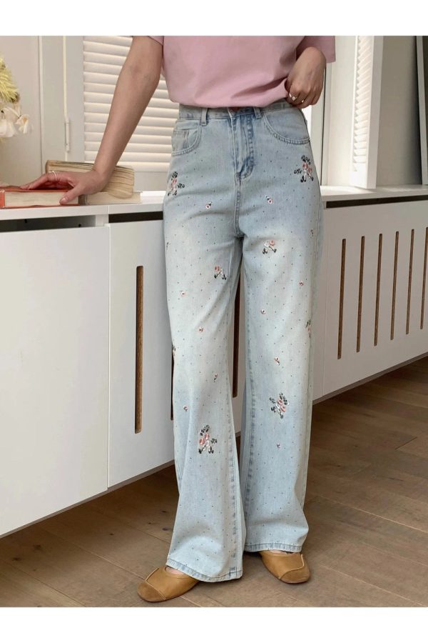 Fall Floral Dream Wide-Leg Jeans - Cute 2000s Outfits & Y2K Fashion