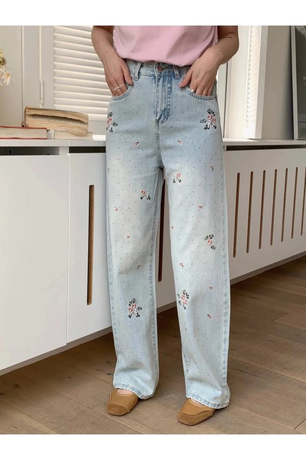 Fall Floral Dream Wide-Leg Jeans - Cute 2000s Outfits & Y2K Fashion