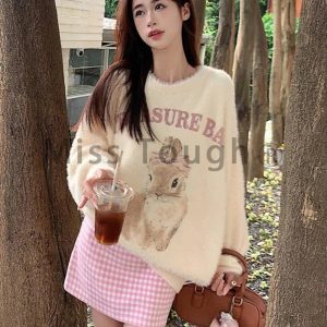 Fall Fuzzy Bunny Sweetheart Sweater | Cute 2000s Outfits & Y2K Fashion