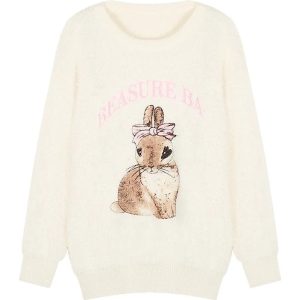 Fall Fuzzy Bunny Sweetheart Sweater | Cute 2000s Outfits & Y2K Fashion