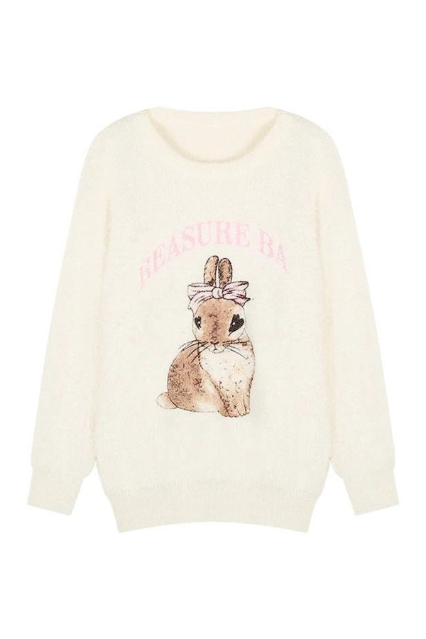 Fall Fuzzy Bunny Sweetheart Sweater | Cute 2000s Outfits & Y2K Fashion