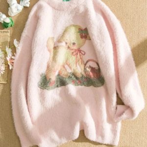 Fall Lamb Dream Fleece Sweater - Cute 2000s Outfits & Y2K Fashion