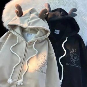 Fall Mystic Dragon Hoodie with Horns - Perfect for Concert & Casual Outfits