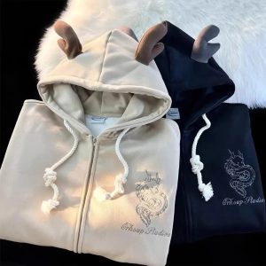 Fall Mystic Dragon Hoodie with Horns - Perfect for Concert & Casual Outfits