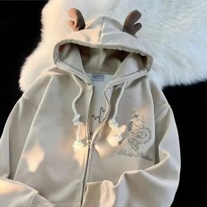 Fall Mystic Dragon Hoodie with Horns - Perfect for Concert & Casual Outfits