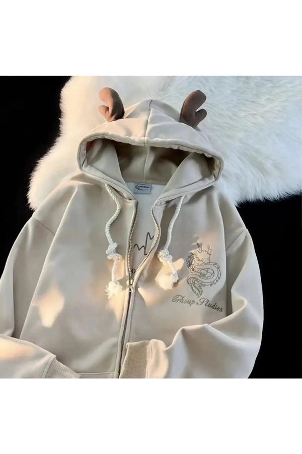 Fall Mystic Dragon Hoodie with Horns - Perfect for Concert & Casual Outfits