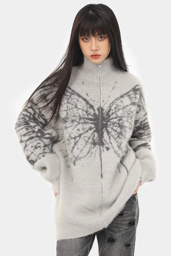 Fall Oversized Butterfly Grunge Sweater: Perfect for Casual Outfits & Concerts