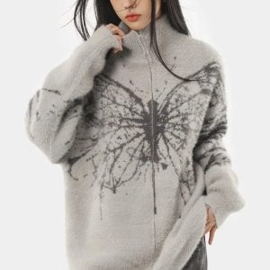 Fall Oversized Butterfly Grunge Sweater: Perfect for Casual Outfits & Concerts