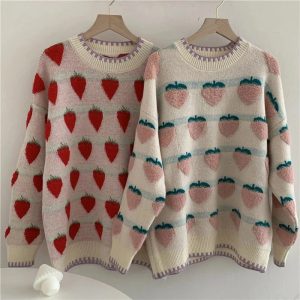 Fall Strawberry Fields Knit Sweater: Perfect for Casual Outfits