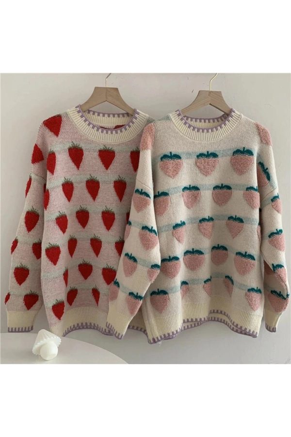 Fall Strawberry Fields Knit Sweater: Perfect for Casual Outfits