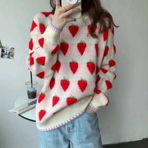 Fall Strawberry Fields Knit Sweater: Perfect for Casual Outfits