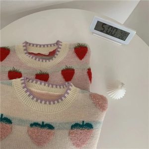 Fall Strawberry Fields Knit Sweater: Perfect for Casual Outfits