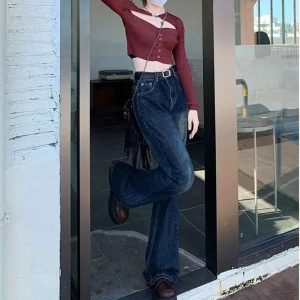 Fall Vintage Wash Flare Jeans - Cute 2000s Outfits & Y2K Fashion