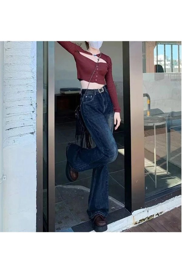 Fall Vintage Wash Flare Jeans - Cute 2000s Outfits & Y2K Fashion