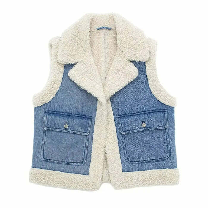 Faux Sherpa Lined Denim Vest: Perfect for Spring Outfits & Casual Looks