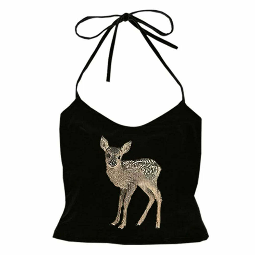 Fawn Print Y2K Halter Top: Trendy Outfit Ideas for Spring & Beyond