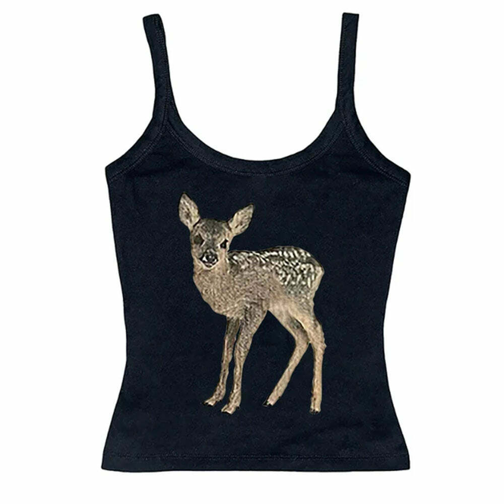 Fawn Print Y2K Tank Top: Trendy Outfit Ideas for Spring & Summer Fashion