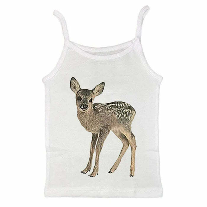 Fawn Print Y2K Tank Top: Trendy Outfit Ideas for Spring & Summer Fashion