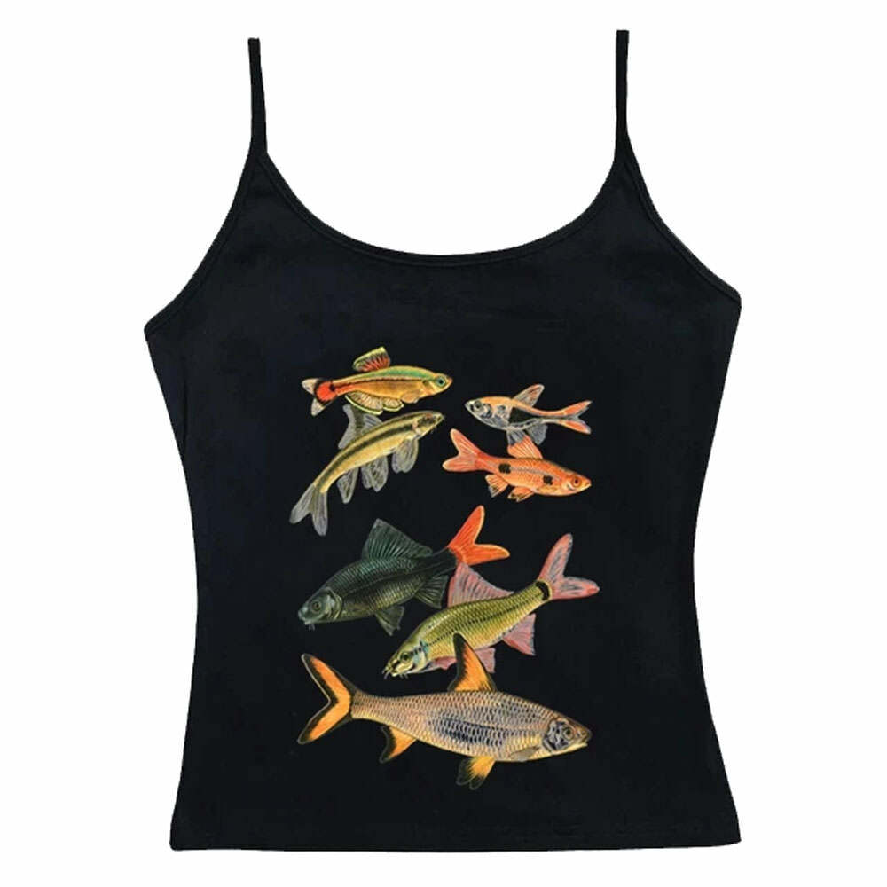 Fish Print Aesthetic Tank Top: Trendy Outfit Ideas for Spring & Summer