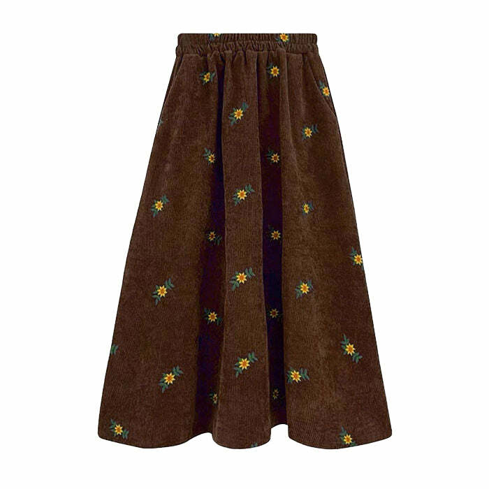 Floral Embroidery Corduroy Skirt: Perfect for Spring Outfits & Date Nights