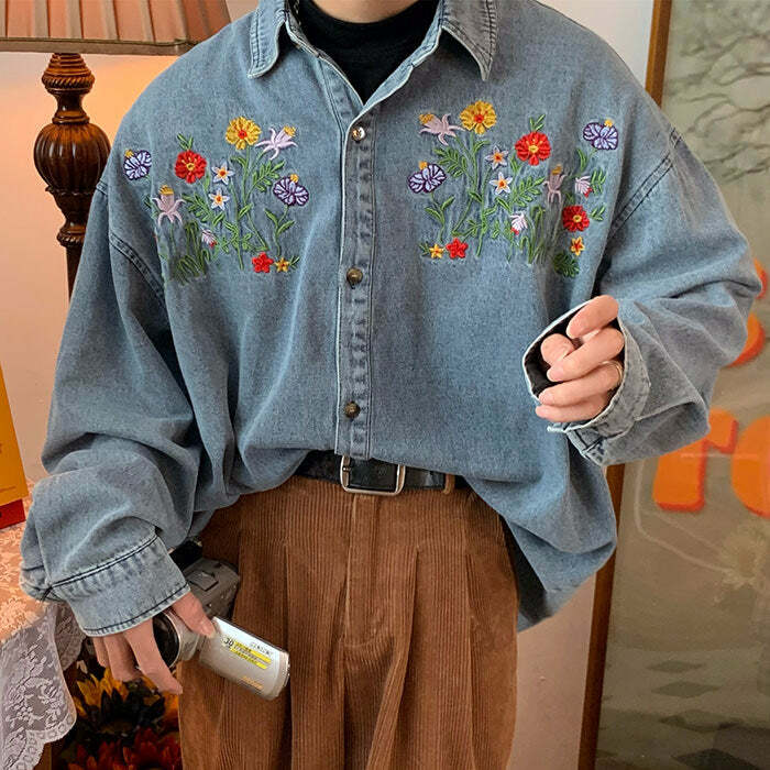 Floral Embroidery Vintage Denim Shirt: Chic Outfit Ideas for Every Occasion