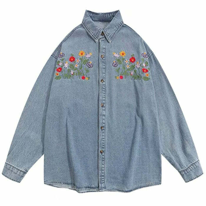 Floral Embroidery Vintage Denim Shirt: Chic Outfit Ideas for Every Occasion