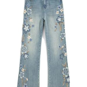 Floral Meadow Embroidered Jeans: Perfect for Spring Outfits & Casual Looks