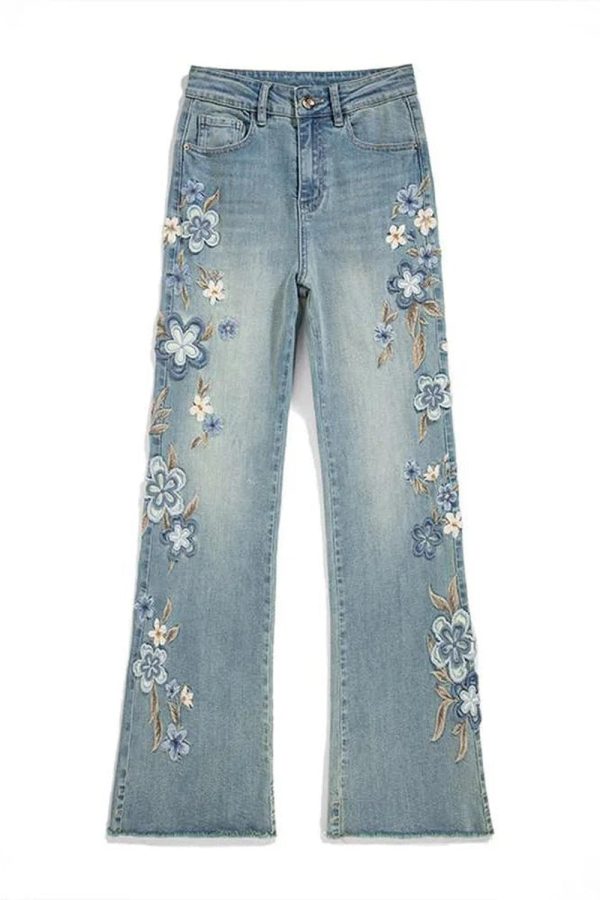 Floral Meadow Embroidered Jeans: Perfect for Spring Outfits & Casual Looks