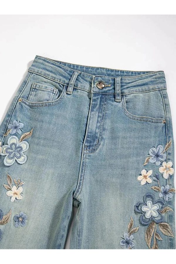 Floral Meadow Embroidered Jeans: Perfect for Spring Outfits & Casual Looks