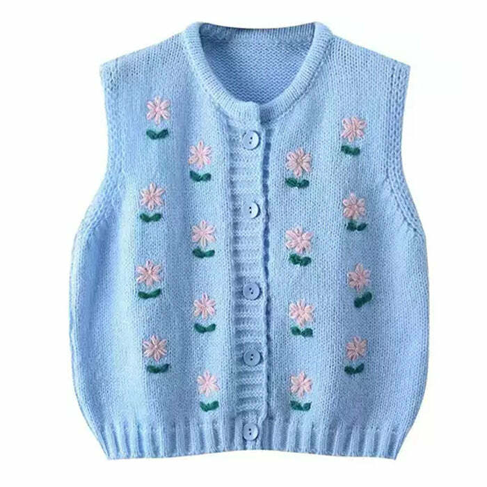 Flower Embroidery Blue Knit Vest: Stylish Outfit Ideas for Every Occasion