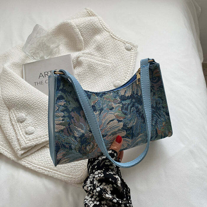 Flower Oil Painting Baguette Bag: Perfect for Spring Outfits & Concerts