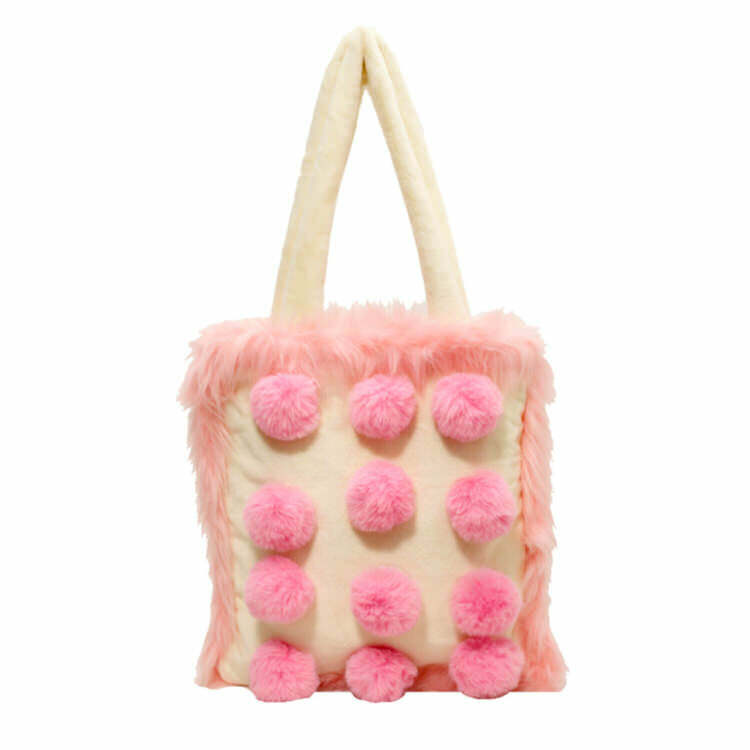 Fluffy Pink Pom Poms Bag: Perfect for Concert Outfits & Spring Styles