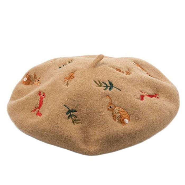 Forest Embroidered Beret: Perfect Accessory for Spring Outfits & Concerts