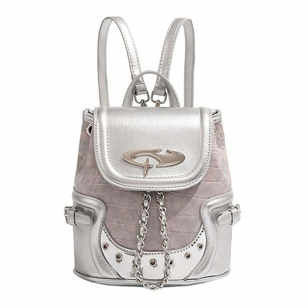 Future World Mini Backpack in Silver - Perfect for Concerts & Casual Outfits