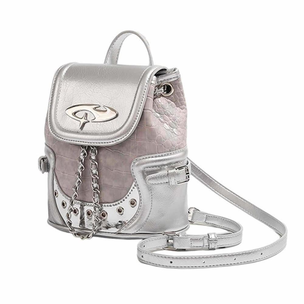 Future World Mini Backpack in Silver - Perfect for Concerts & Casual Outfits