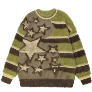 Fuzzy Galaxy Star Sweater - Cute 2000s Outfits & Y2K Fashion Inspiration