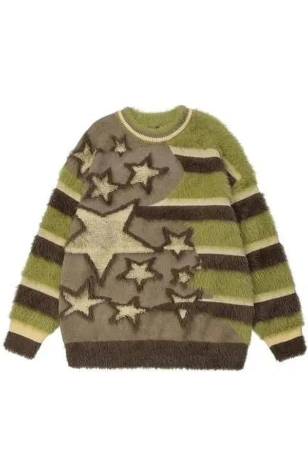 Fuzzy Galaxy Star Sweater - Cute 2000s Outfits & Y2K Fashion Inspiration