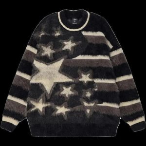 Fuzzy Galaxy Star Sweater - Cute 2000s Outfits & Y2K Fashion Inspiration