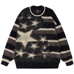 Fuzzy Galaxy Star Sweater - Cute 2000s Outfits & Y2K Fashion Inspiration