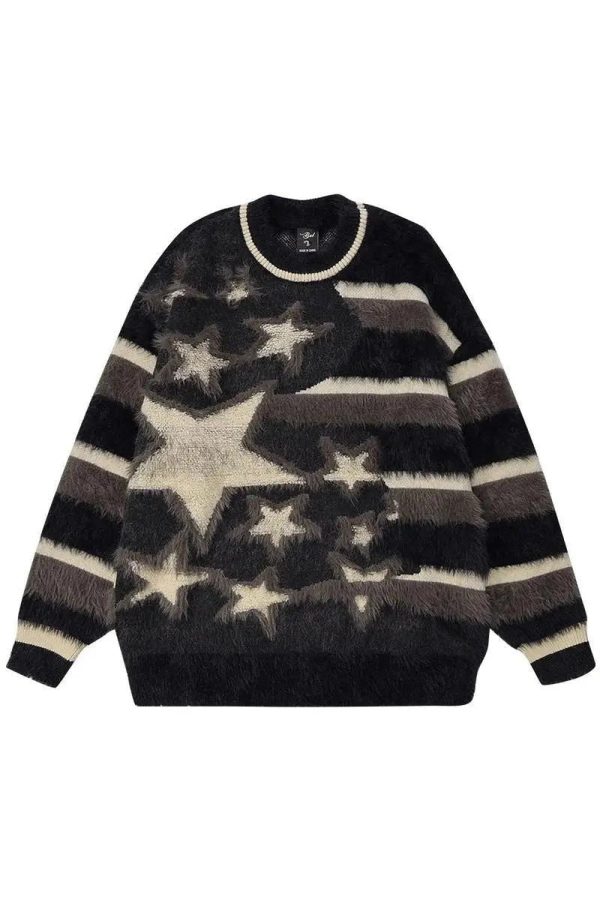 Fuzzy Galaxy Star Sweater - Cute 2000s Outfits & Y2K Fashion Inspiration