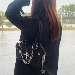 Gothic Cross Chain Shoulder Bag: Perfect for Concerts & Everyday Outfits