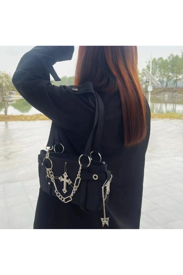 Gothic Cross Chain Shoulder Bag: Perfect for Concerts & Everyday Outfits