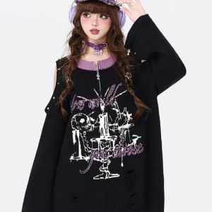 Gothic Dreamscape Sweater - Y2K Fashion, Cute 2000s Outfits, Mcbling Style