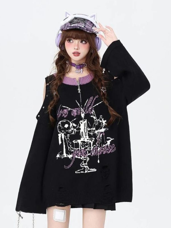 Gothic Dreamscape Sweater - Y2K Fashion, Cute 2000s Outfits, Mcbling Style